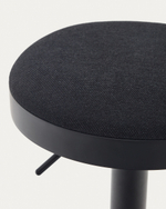 Табурет Zaib из черной синели и черной матовой стали, высота 58-80 см