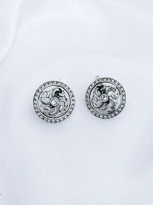 "Хольмстрём" серьги в серебряном покрытии из коллекции "Реплики истории" от Jenavi  с английским замком