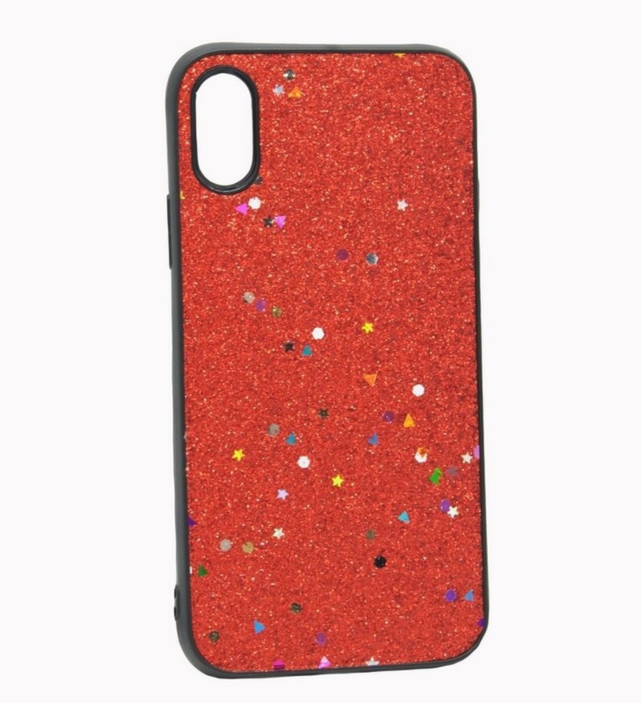 Чехол Case Rainbow на iPhone X/XS (блестки и стразы-красный) 3