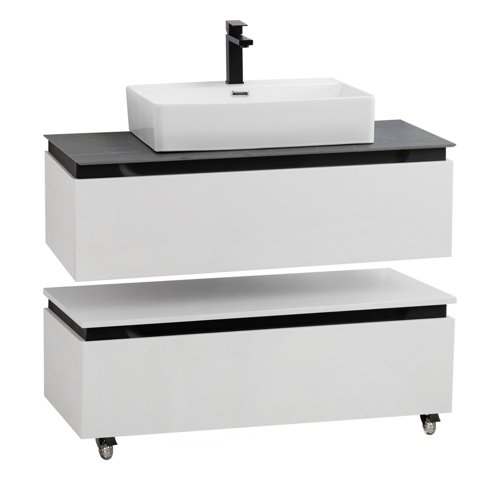 Мебель для ванной со столешницей и накладной раковиной Cezares SLIDER 100 Bianco Opaco SLIDER-1000-1C-SO-BO