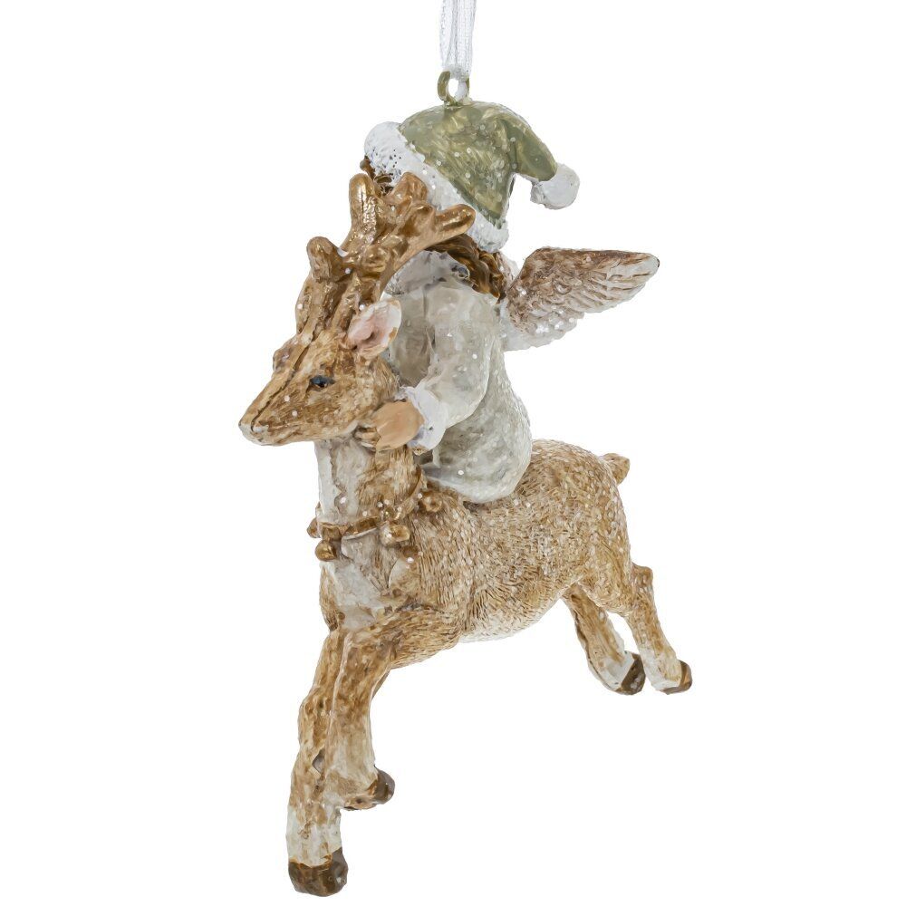 GAEM Украшение новогоднее "Ангел на олене", L8 W4,5 H9,5 см