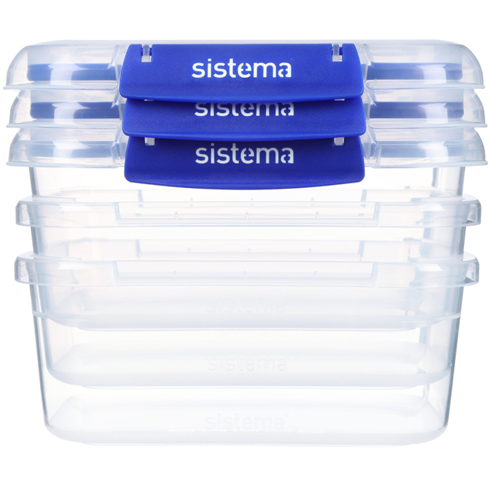 Набор контейнеров 3шт 1л Sistema Klip It+ синий