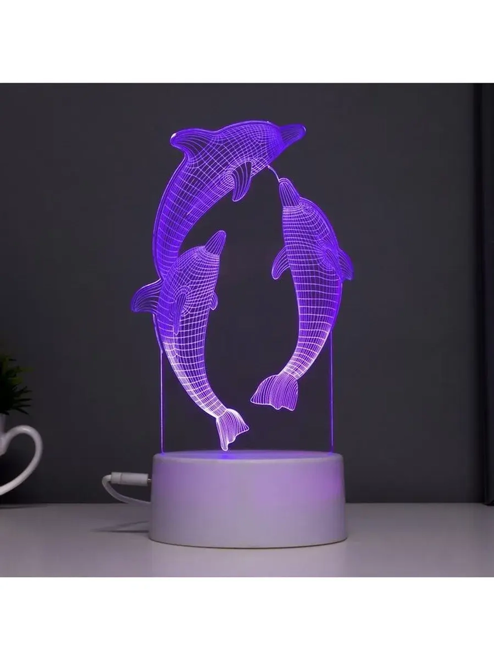 Светильник сенсорный «Дельфины» LED 7 цветов USB/от батареек