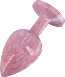 Эмалированная анальная пробка из алюминия со светло розовым кристаллом