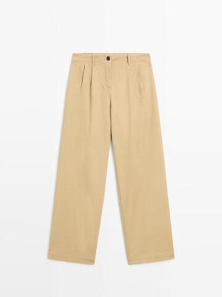 Massimo Dutti Брюки с широкими штанинами, цвет верблюжьей шерсти