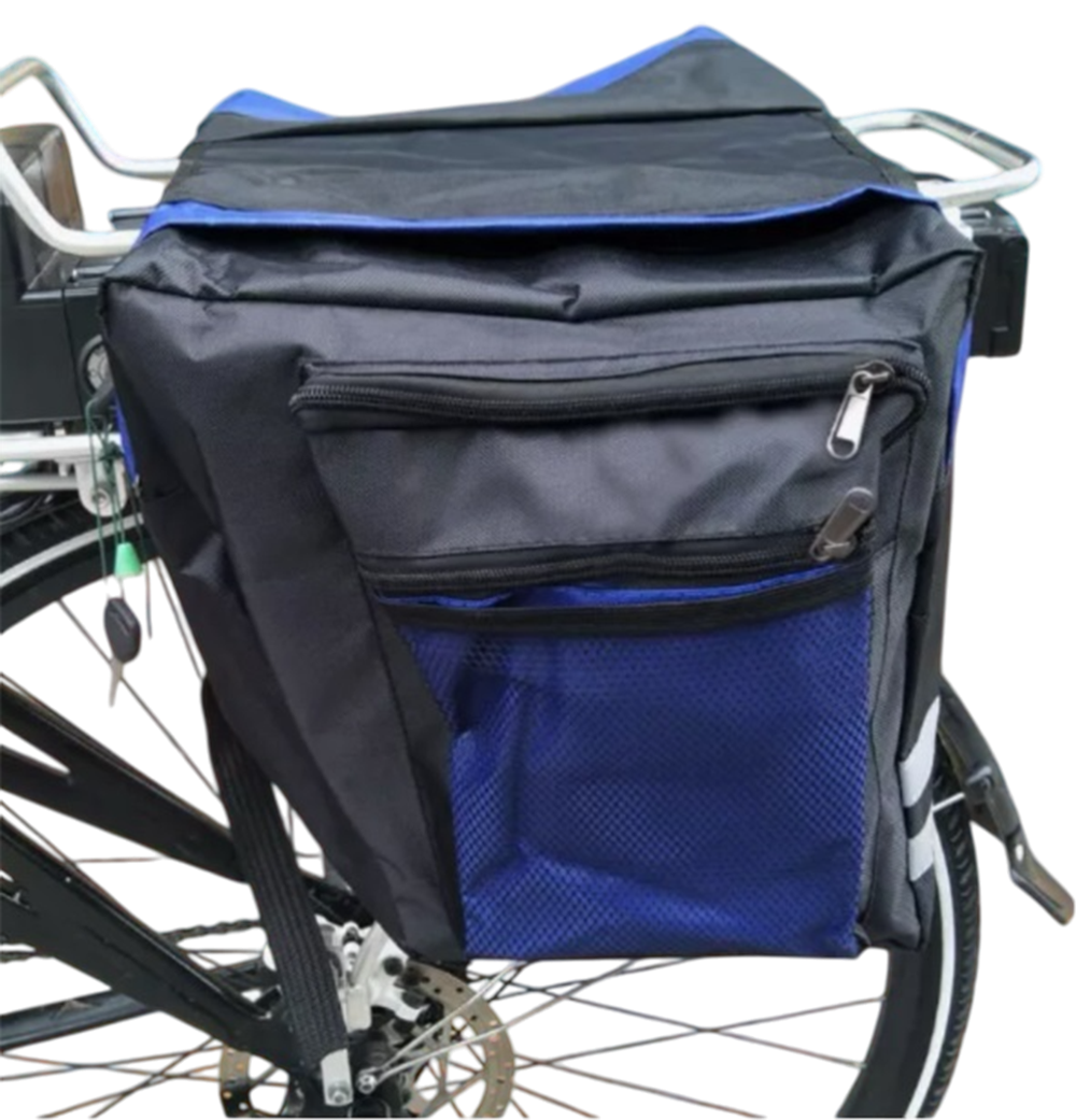 Велосумка BASIC BIKE 20 л. Черная с синим карманом.