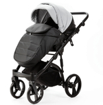 Детская коляска Adamex Lanti Deluxe 2 в 1 LN-SD107 (СВ.СЕР.КОЖА + ЧЕРН. КОЖА)