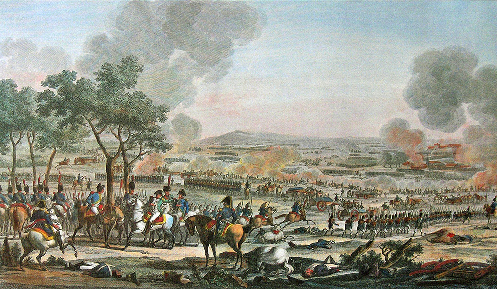 Битва при Ваграме, 7 июля 1809 года. Гравюра из альбома Военные кампании Франции. Париж. 1834