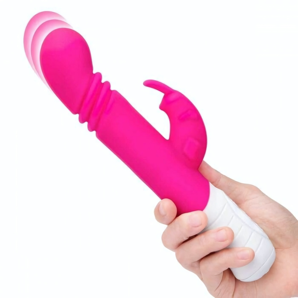 Розовый массажер для G-точки Slim Shaft thrusting G-spot Rabbit - 23 см. (Цвет: розовый)