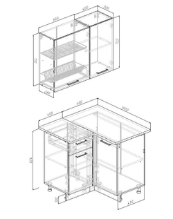 Кухонный гарнитур угловой Латте 1000х1000 (38мм)