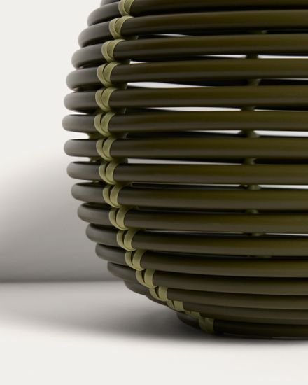 Настольная лампа Garoina на солнечных батареях из зеленого искусственного ротанга, 25 см