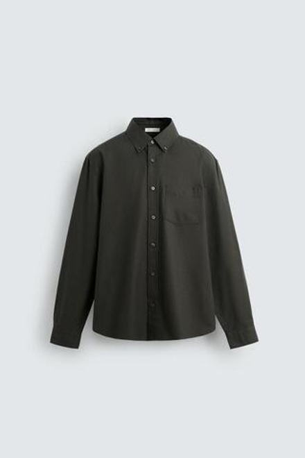 ZARA РУБАШКА ОКСФОРД, ХАКИ