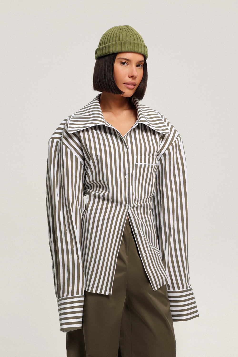 Рубашка в полоску с кантами