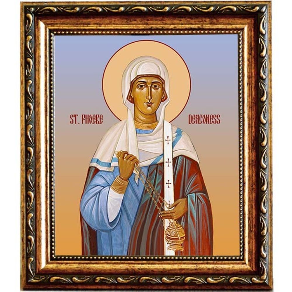 Фива Кенхрейская (Коринфская), диакониса. Икона на холсте. В раме 15 х 18 см.