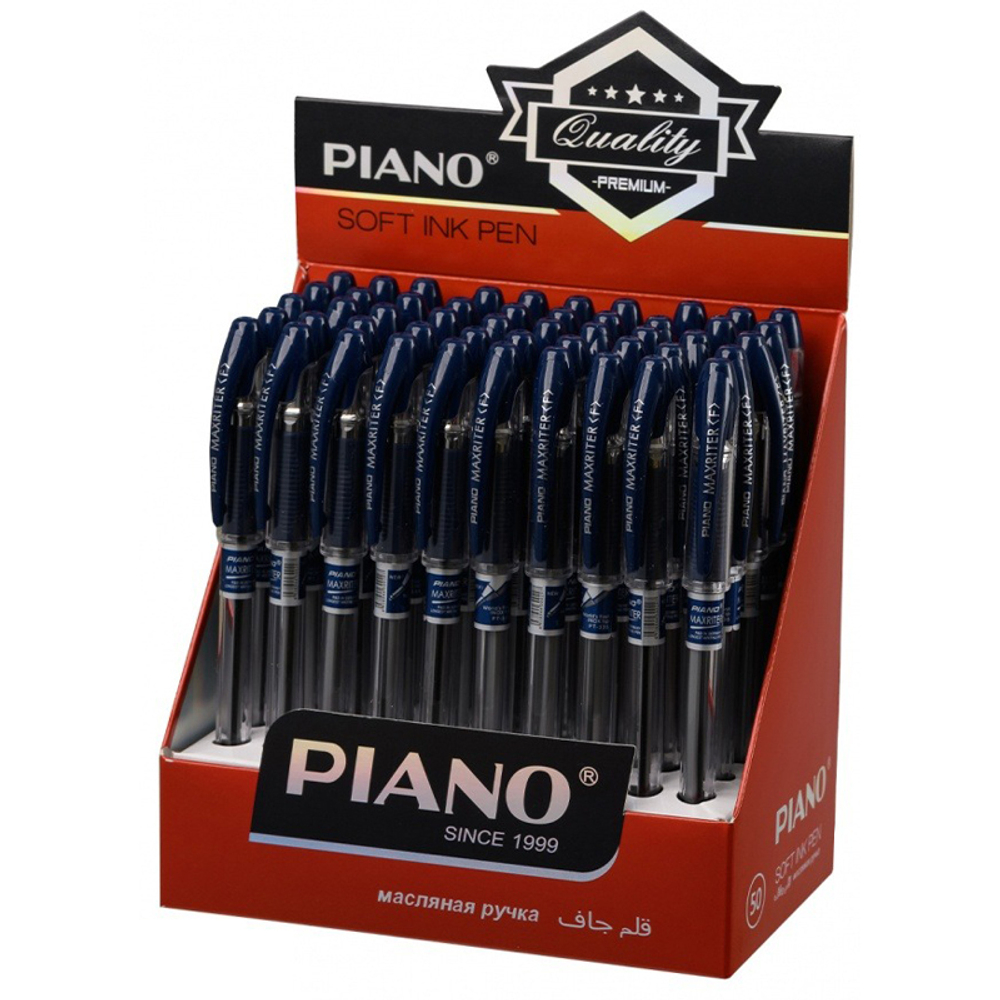 Ручка шариковая, масляная, Piano, синие чернила, серия "Maxriter", прозрачный корпус, 50 шт
