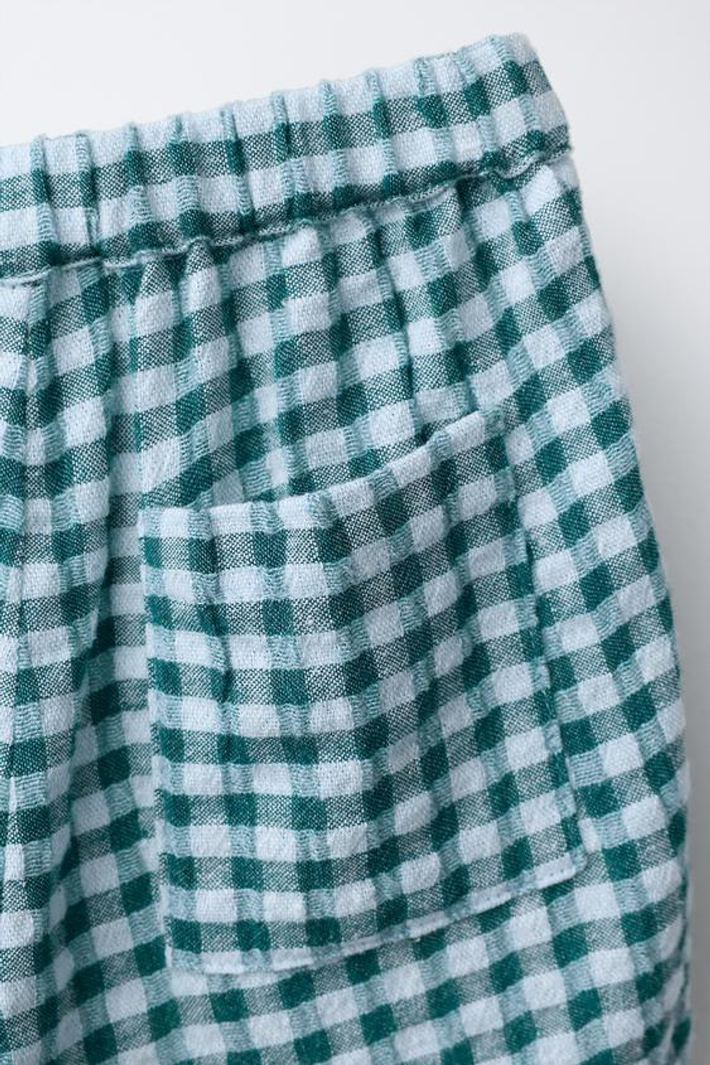 ZARA БРЮКИ БЭГГИ В КЛЕТКУ С ТЕКСТУРОЙ, СИНИЙ