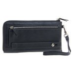 Мужской чёрный кожаный клатч на молнии с ремешком для запястья GAlIB 7M093