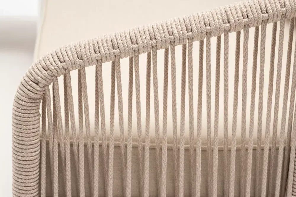 "Канны" модульная угловая лаунж-зона из роупа (веревки) со столом "Диего" (молочный), цвет бежевый