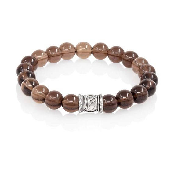 Браслет Денежный импульс из натурального раухтопаза с руной Феху из серебра 925, вид 1