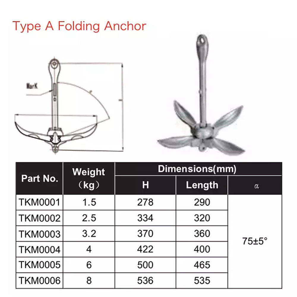 Якорь-кошка, складной, 2.5 кг, модель А, (A001-3025)
