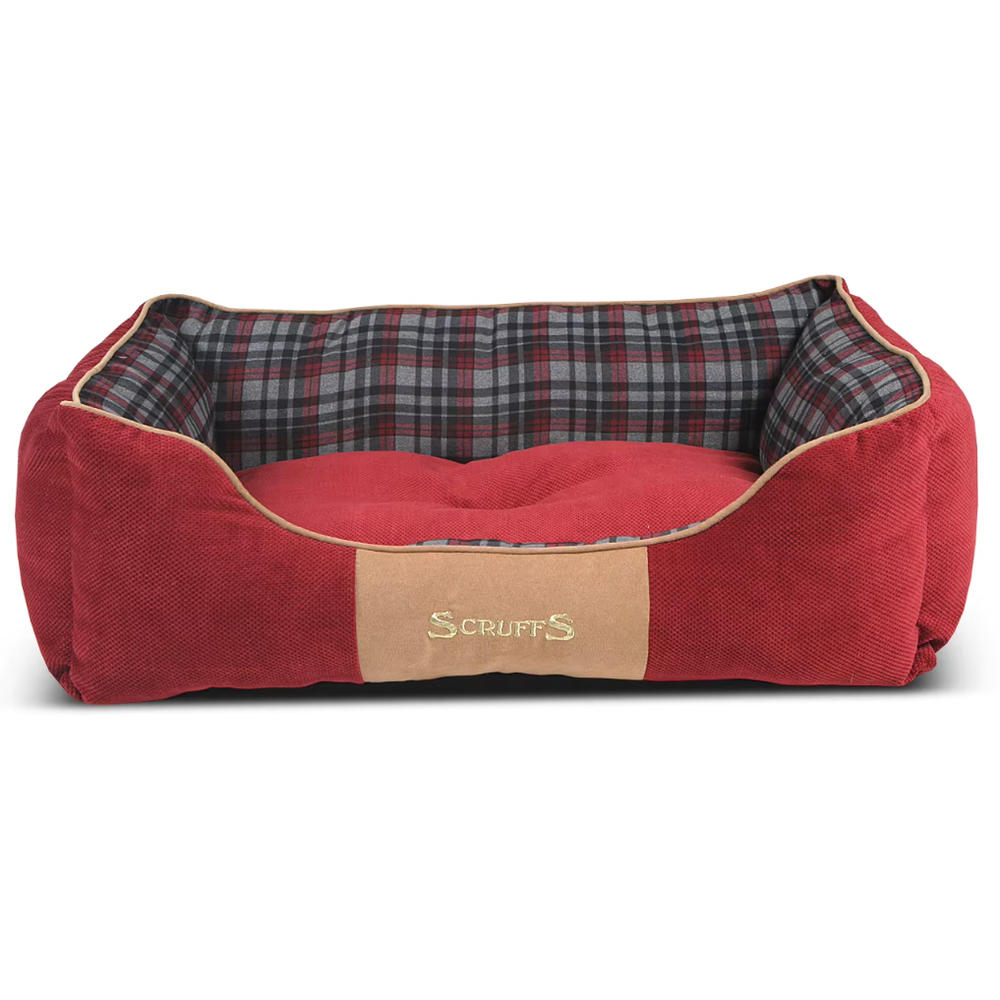 Scruffs лежак для животных с бортиками "highland", красный, 90х70x25см