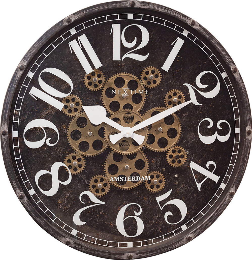 Настенные часы NeXtime Henry, металл, 50 см, коричневые