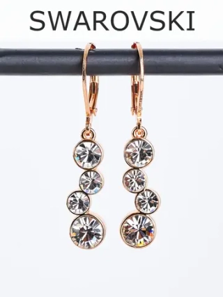 Серьги-подвески Эльза с белыми кристаллами Swarovski