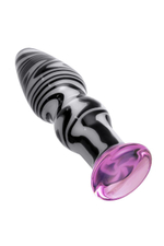 Белая анальная пробка из стекла с чёрными полосами - 12,5 см. (Цвет: белый с черным)