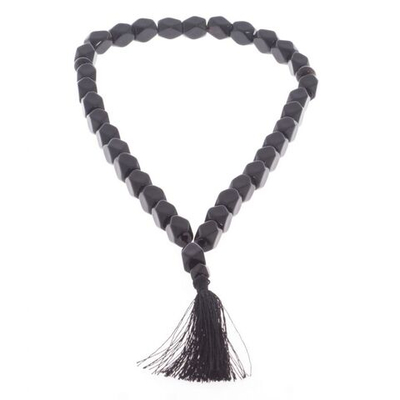 Четки из черного обсидиана 33 бусины грань