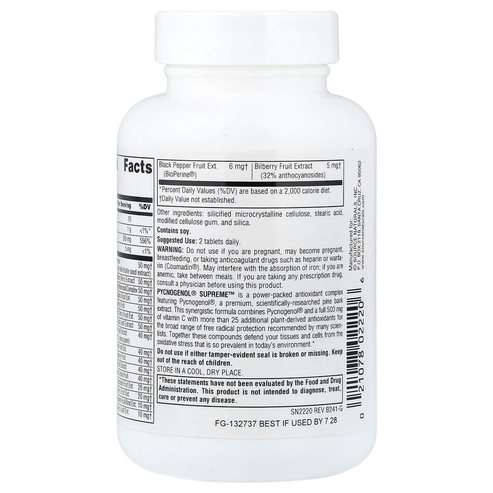 Source Naturals, Pycnogenol® Supreme™, 60 таблеток