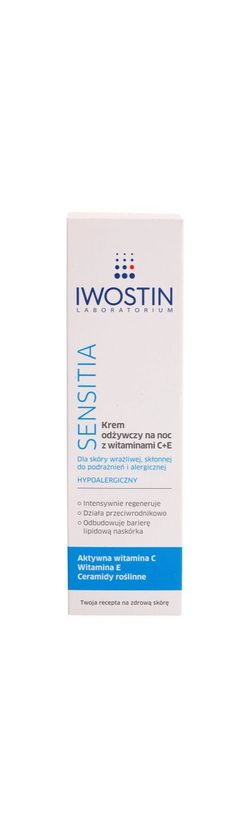 Iwostin Sensitia - питательный ночной крем с витаминами С и Е для чувствительной и аллергичной кожи /   50  ml  / GTIN 5903263249238