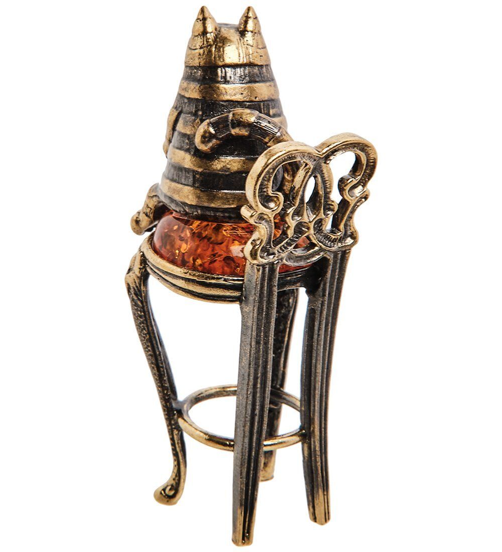 Народные промыслы AM-3010 Фигурка «Кот Вася на стуле» (латунь, янтарь)