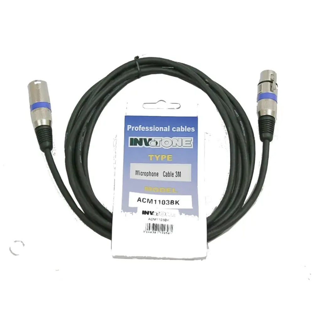 Invotone ACM1010BK - Микрофонный кабель , mono jack 6,3 &lt;-&gt; XLR3F, длина 10 м (черный).