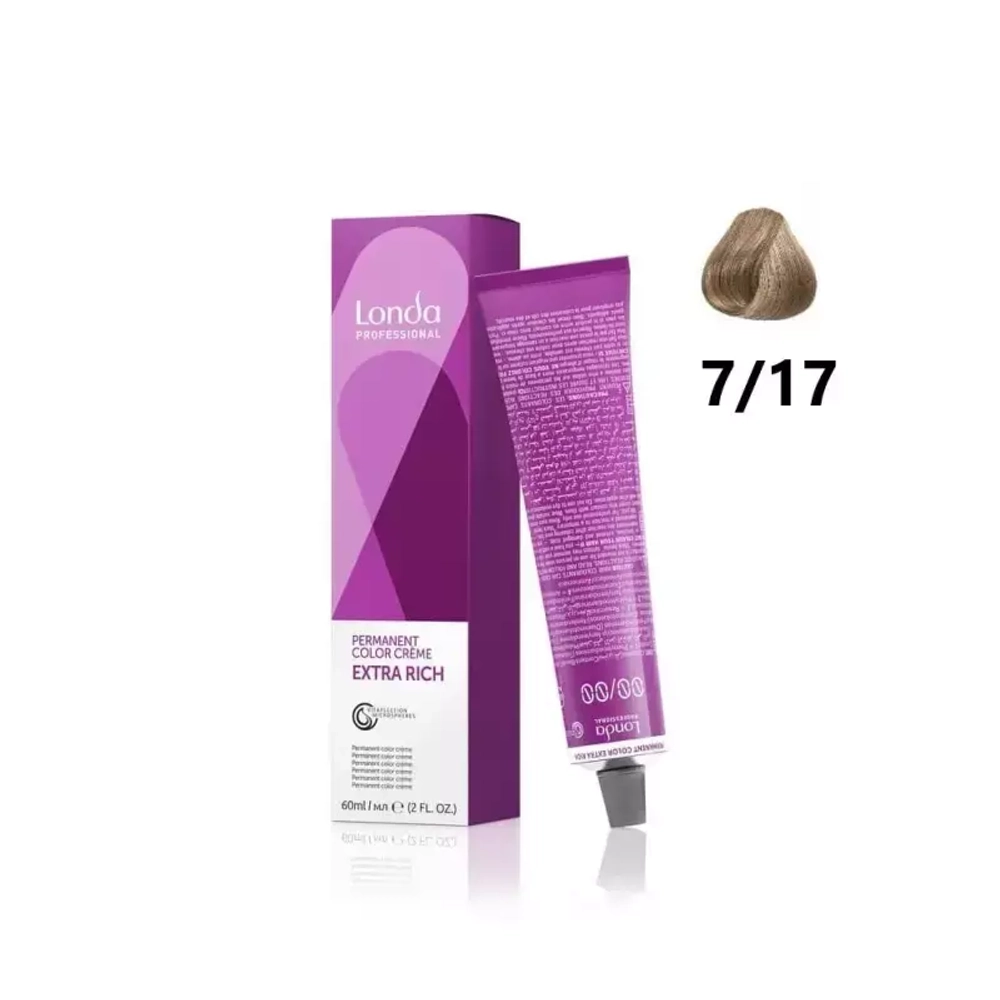 Londa Color стойкая крем-краска, 7/17 блонд пепельно-коричневый, 60мл