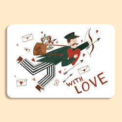 Открытка "Love" 6 × 9 см, открытка девушке, валентинка, открытка на день святого валентина, открытка к букету, открытки для букетов, открытки марьино, цветы марьино