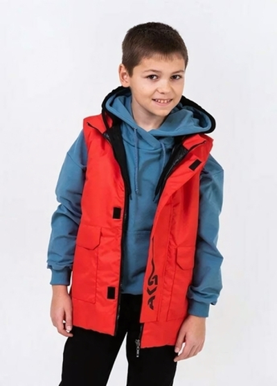 Жилет для мальчиков "Родик" 34, 134р, красный