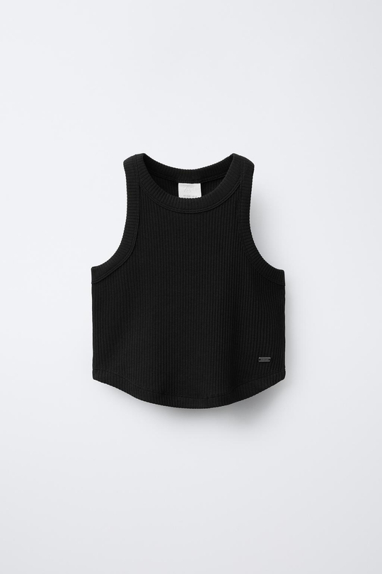 ZARA ТОП В РУБЧИК СО СПИНОЙ-БОРЦОВКОЙ, ЧЕРНЫЙ