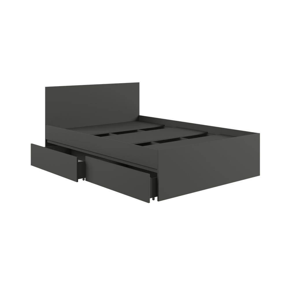 МС Мадера Кровать с ящ. К1.4М с дсп 1400*2000 б/матр. (лдсп графит новый)