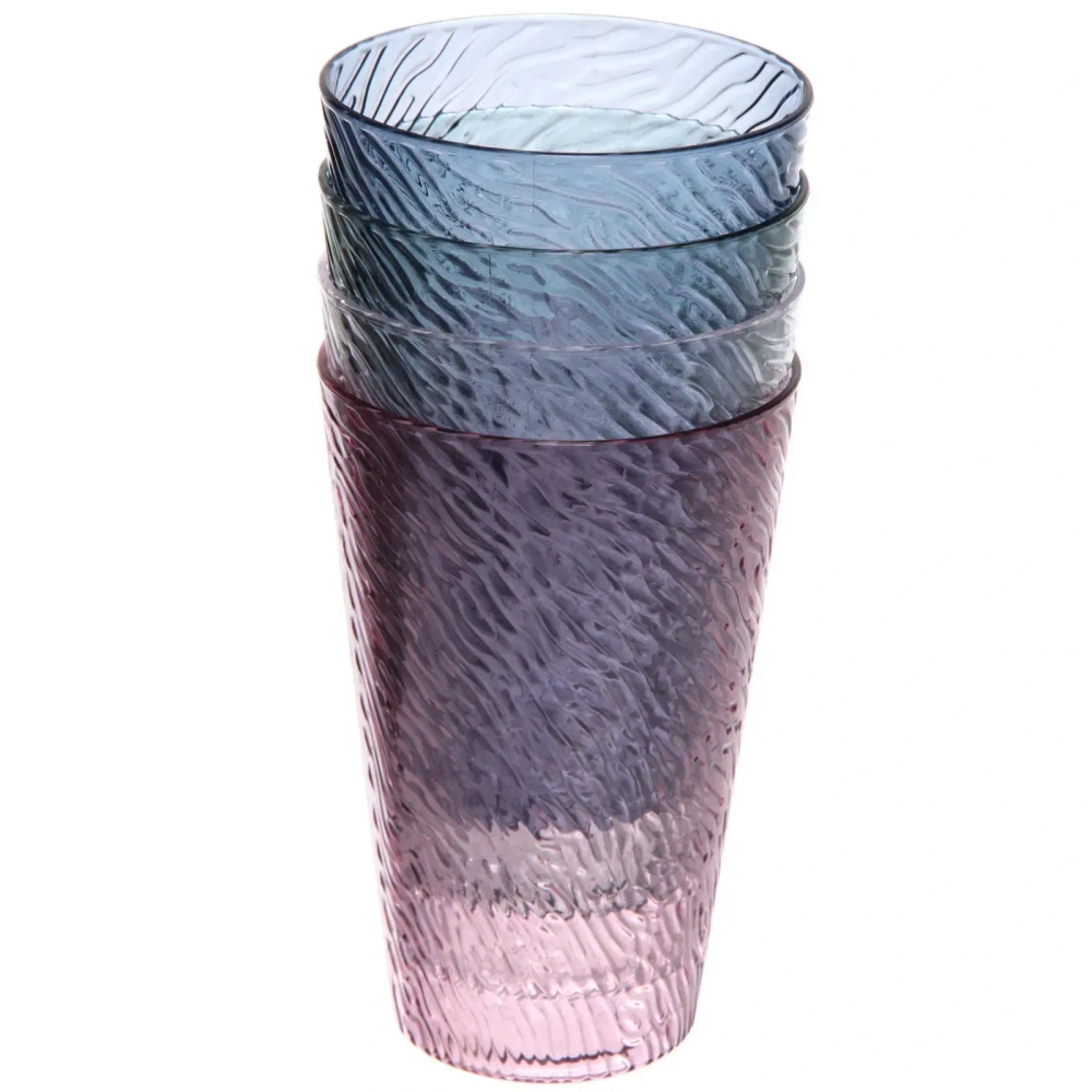 Стакан пластиковый 440мл «Волны» в наборе 4шт, микс цветов