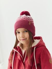 Шапка из смесовой шерсти "Ромбы фуксия"