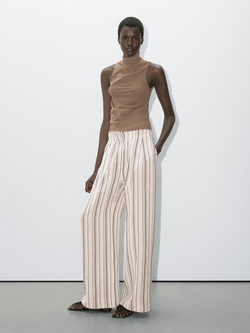 Massimo Dutti Хлопковый топ без рукавов, натуральный