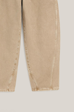 Massimo Dutti Джинсы прямого кроя с детальной отделкой на талии - Limited Edition, каменно-серый