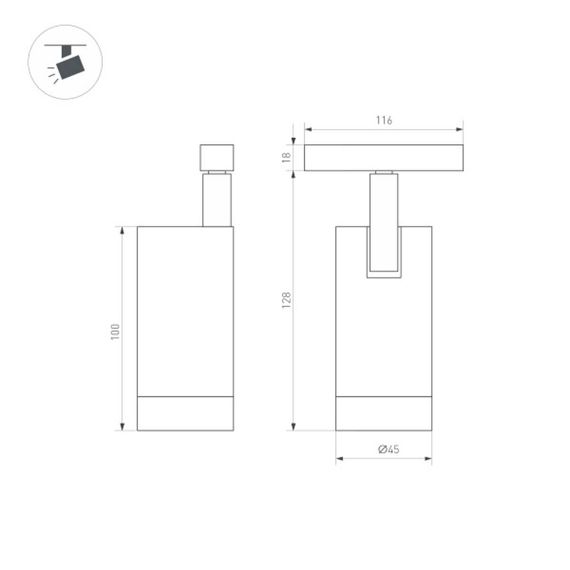 Трековый светодиодный светильник для магнитного шинопровода Arlight Mag-Orient-Spot-R45-12W Warm3000 035874