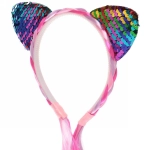 Ободок карнавальный с косой «Радужная кошка» 40 см, микс