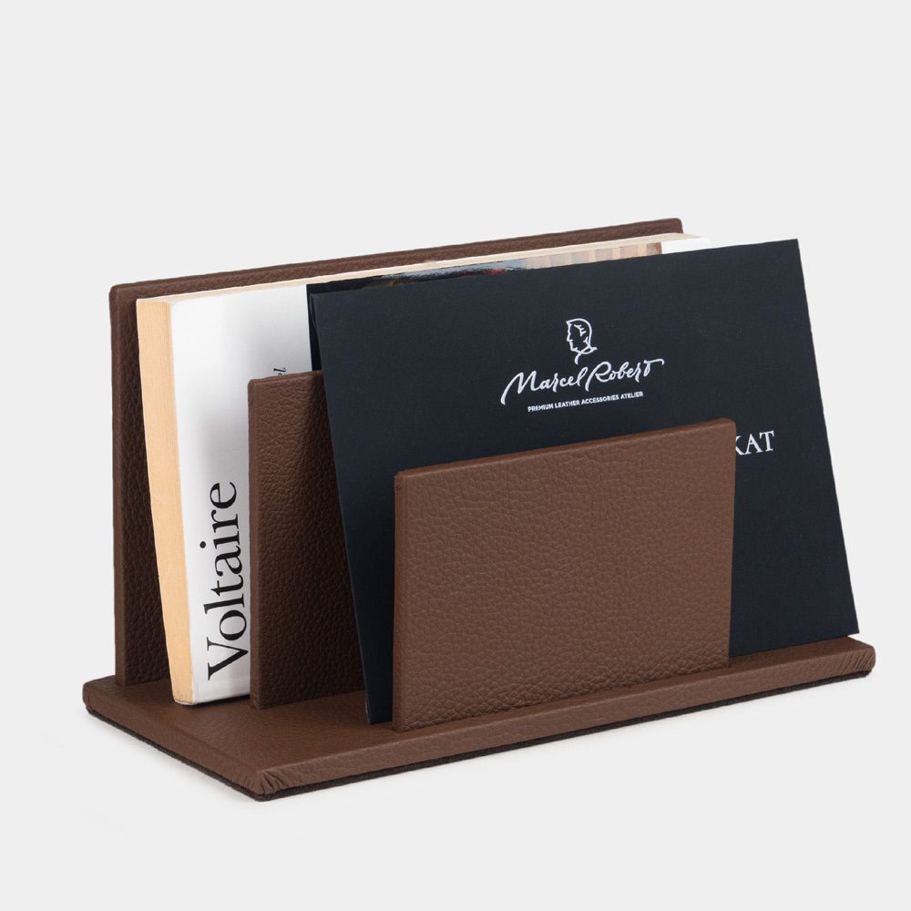 Подставка для визиток и бумаг из натуральной кожи теленка, черного цвета