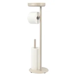 Держатель для туалетной бумаги с полочкой slim, светло-серый