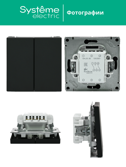 Переключатель 2-кл. ArtGallery (сх. 6/2) 10AX механизм карбон SE GAL001065