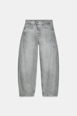 ZARA ДЖИНСЫ ZW COLLECTION ANKLE BALLOON СО СРЕДНЕЙ ПОСАДКОЙ, СЕРЫЙ