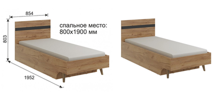 Кровать Омега-3  дуб золотистый/антрацит 800*1900