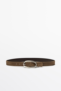 Massimo Dutti Ремень из замши, кротово-коричневый